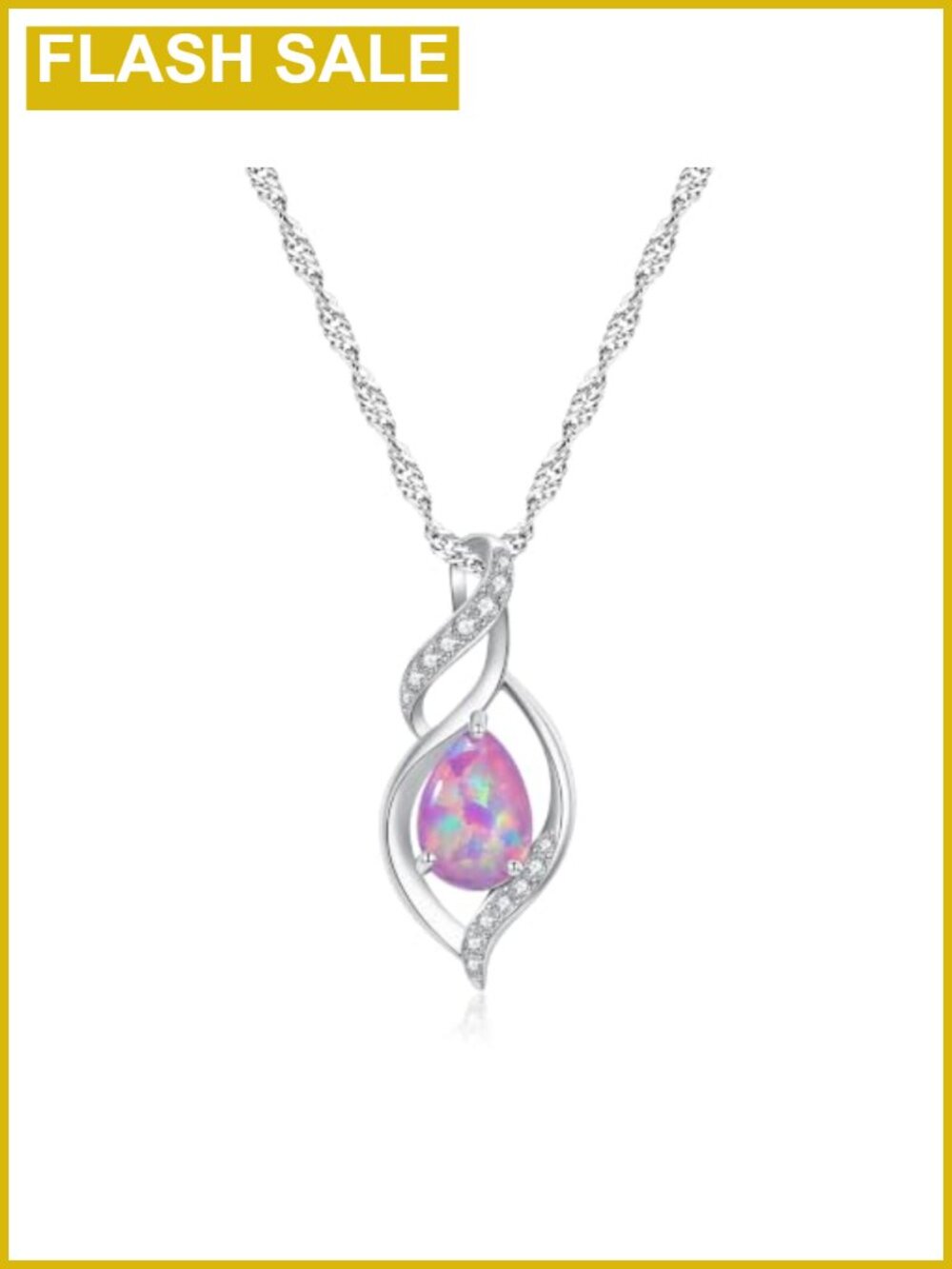 Opal Infinity Pendant Necklace White Gold Plated Genuine Gemstone Gift